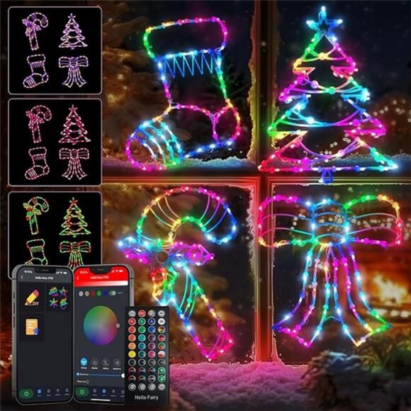 4 Pack Smart Christmas Window Lights, Christmas Window Silhouette Lights - Picture 7 of 7